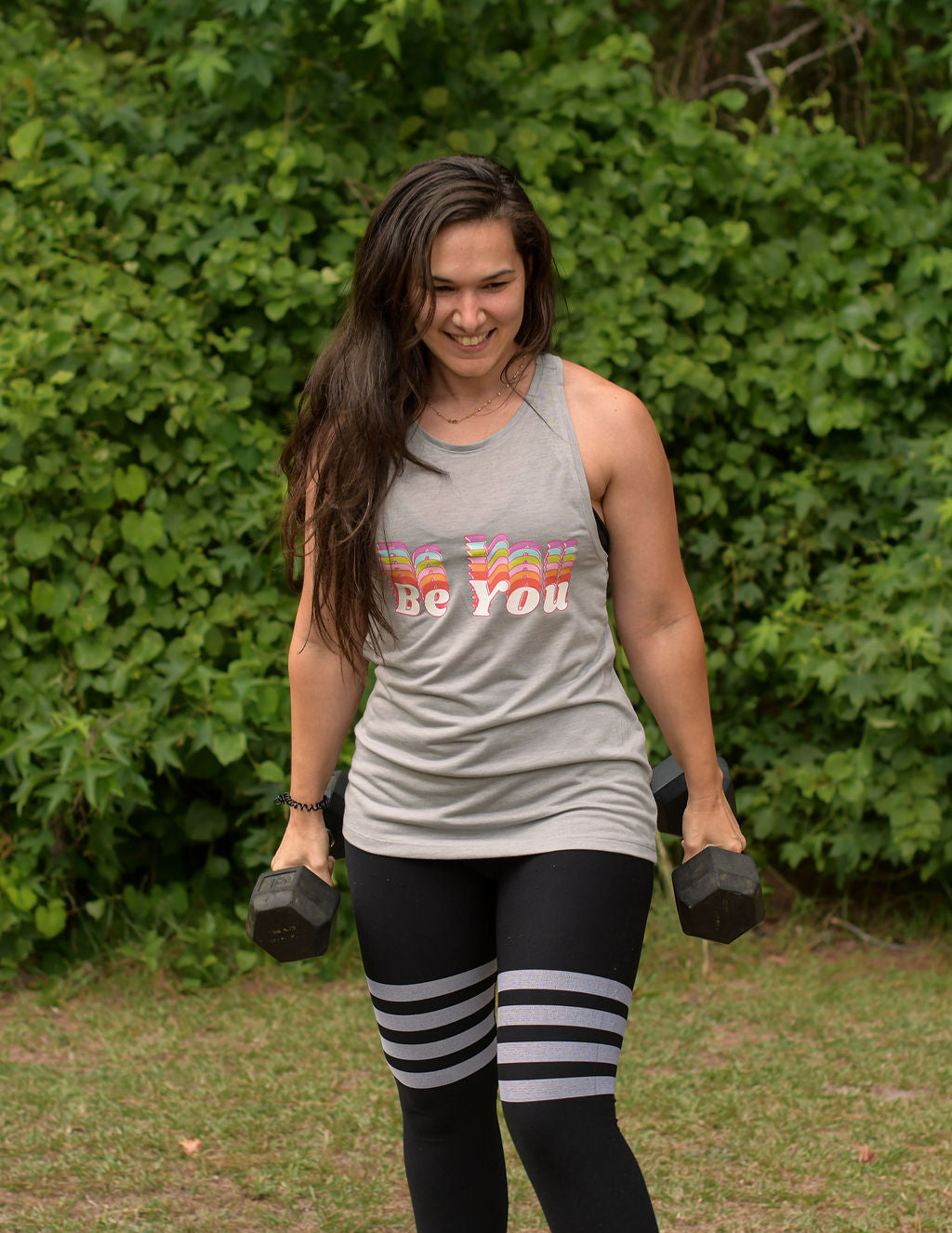 S.L.A.M. Be You Light Gray Performance Racerback Tank