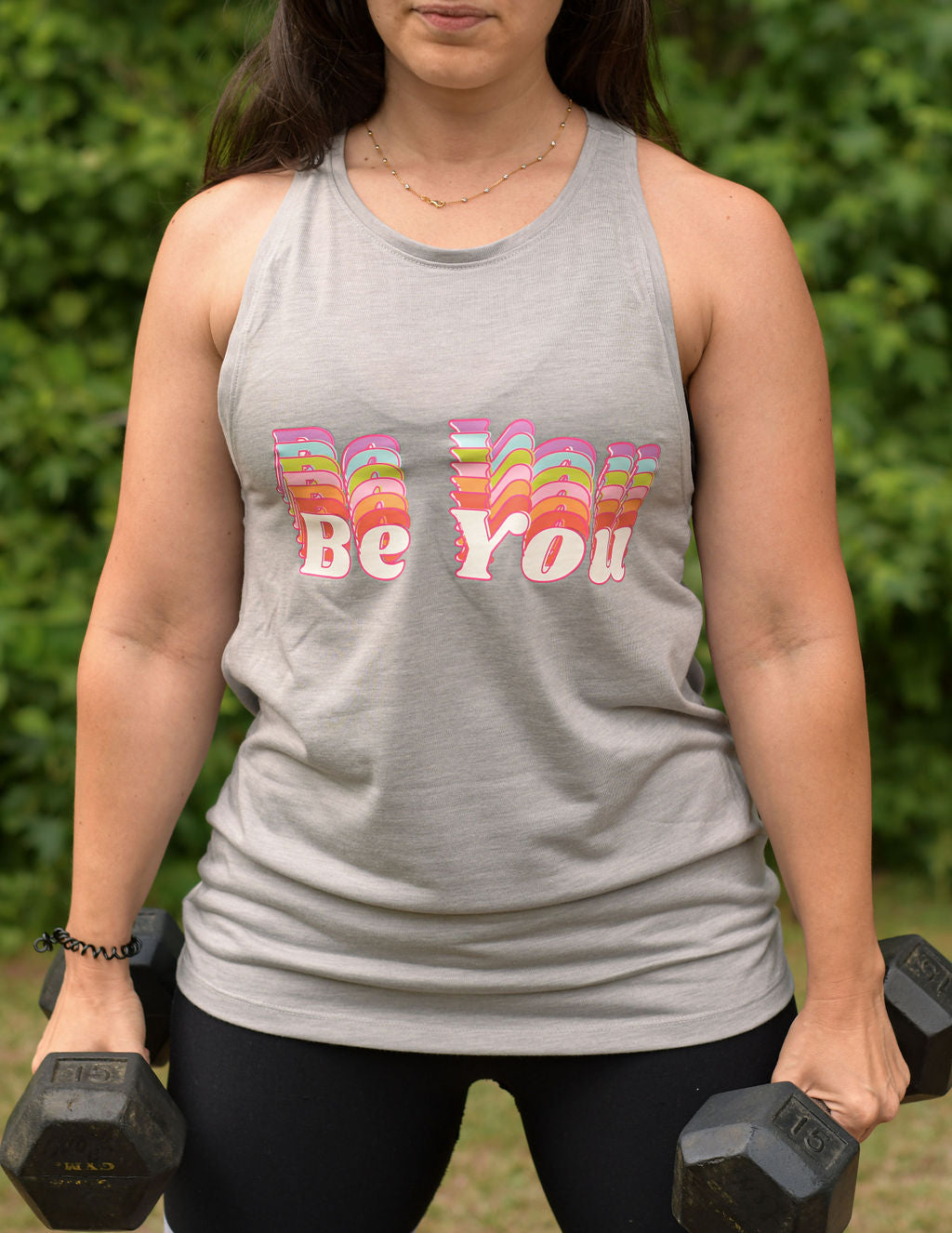 S.L.A.M. Be You Light Gray Performance Racerback Tank