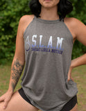 Sweat Like a Mother Iconic Logo Ombre Trendy Ribbed High Neck Tank