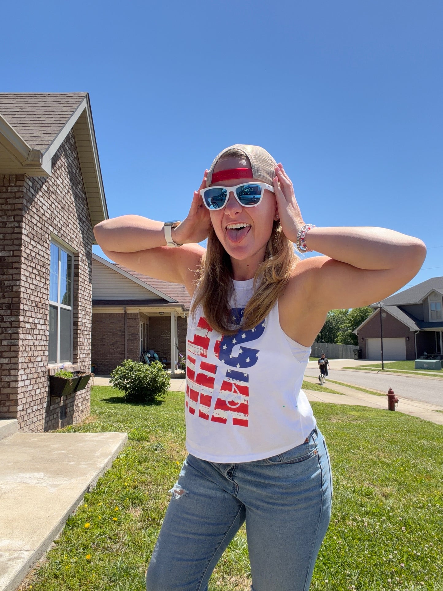 Patriotic SLAM White Crop Tank